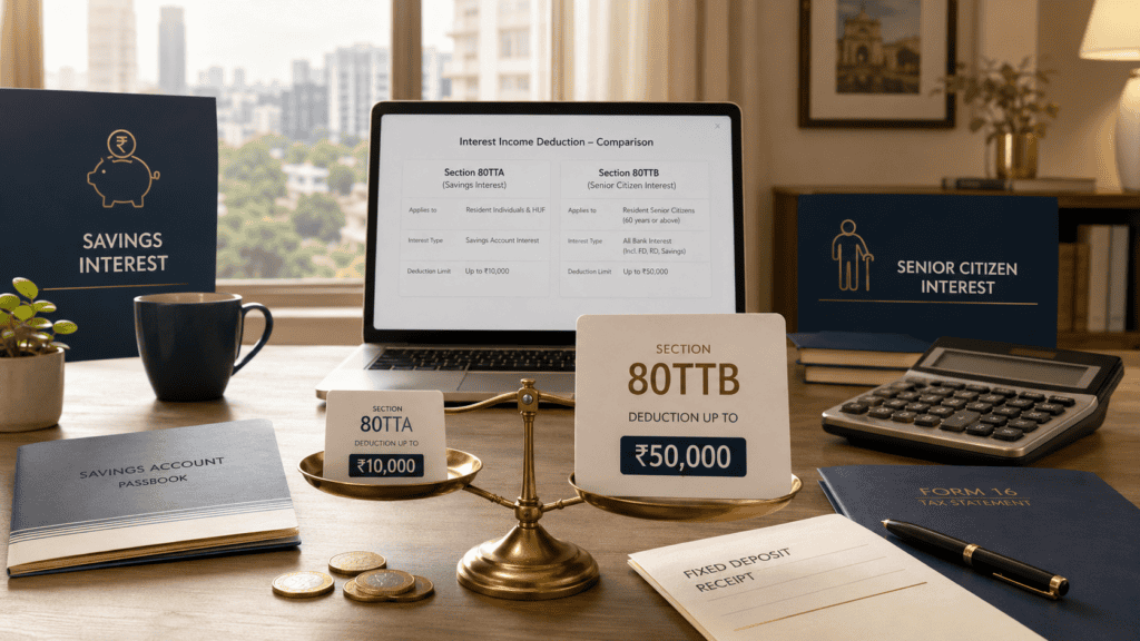 80tta vs 80ttb savings account interest deduction ruleswebp