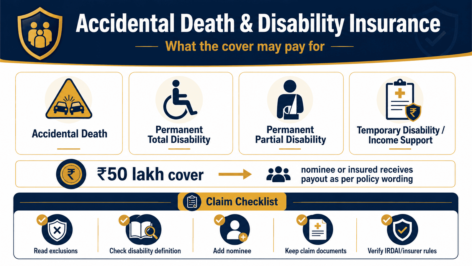 accidental death disability insurance coverage checklist
