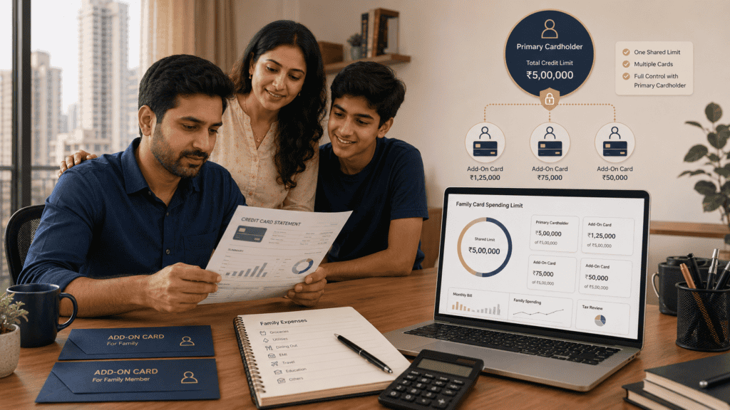 add on credit card meaning family spending limit india