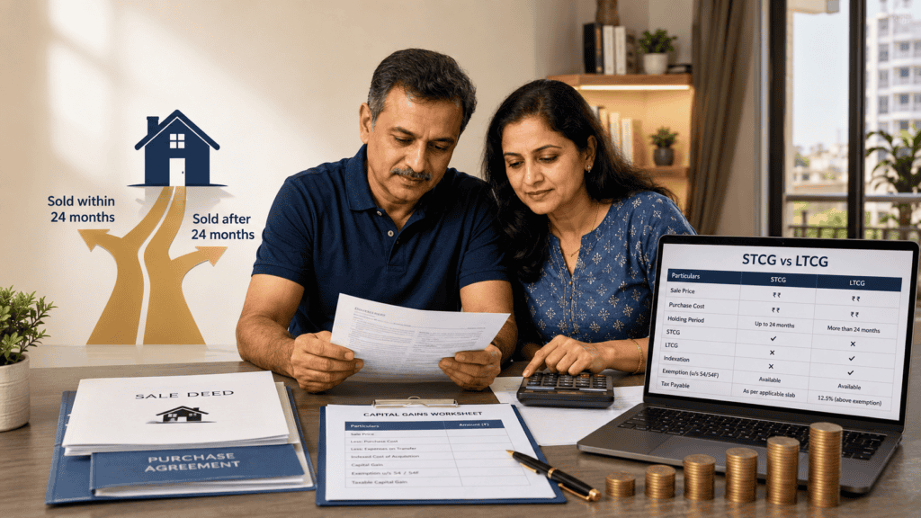 capital gains tax property sale stcg ltcg rules india