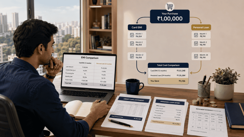 credit card emi vs personal loan comparison india featured image
