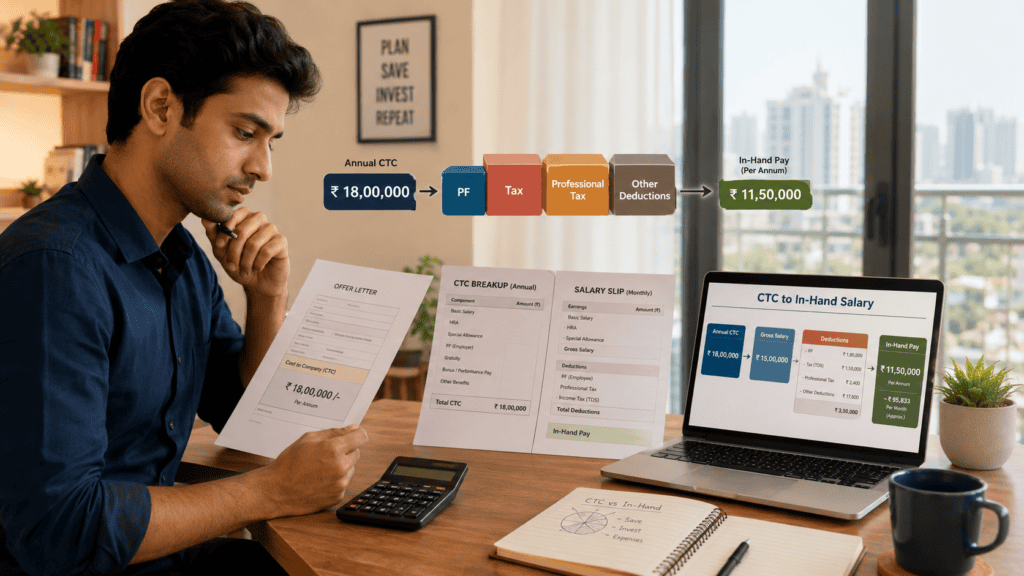 ctc vs in hand salary calculation india featured image