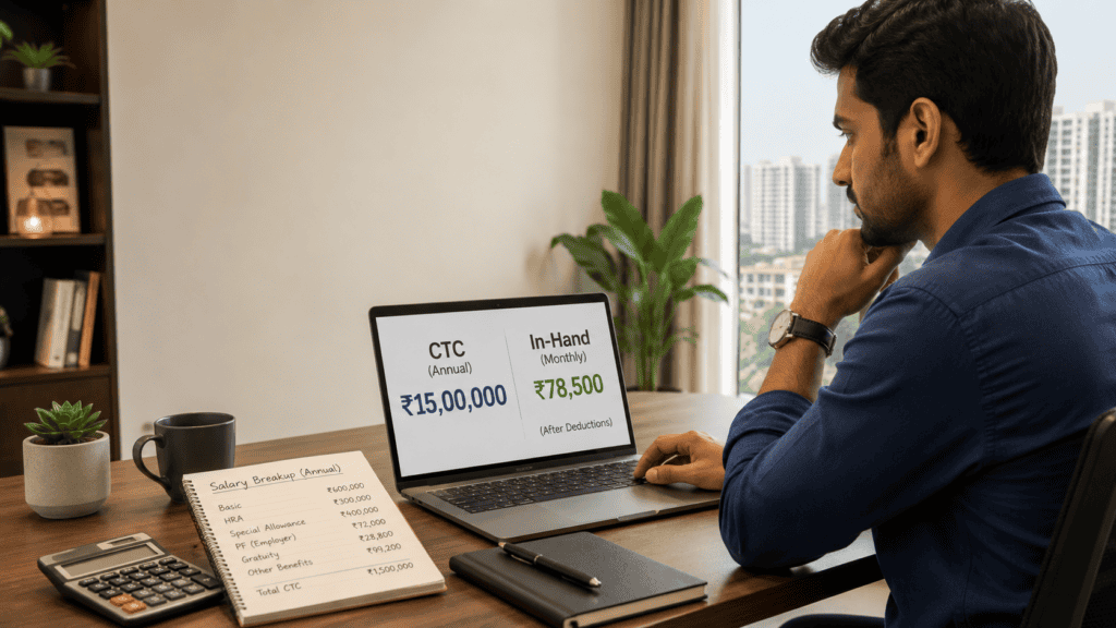 ctc vs in hand salary india