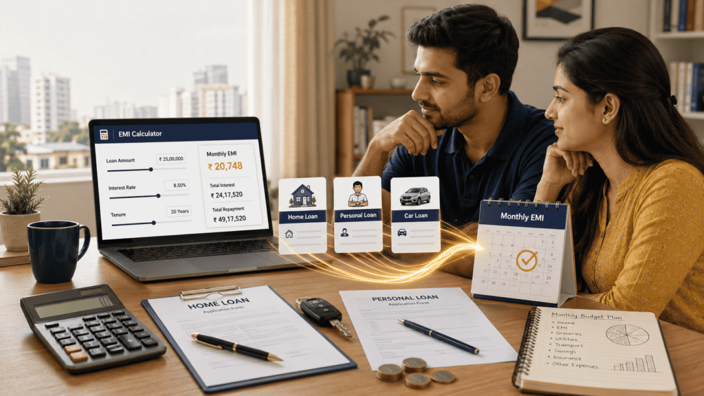 emi calculator india home personal car loan featured image