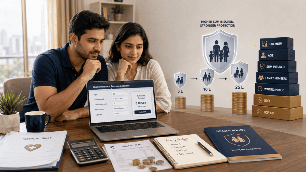 health insurance premium calculator salaried family india