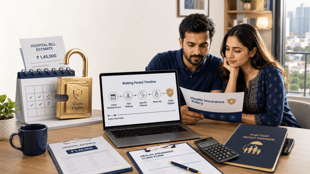 health insurance waiting period claim eligibility indian familywebp