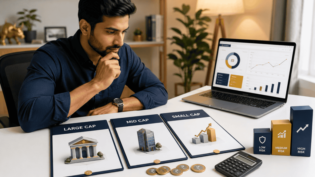 large cap vs mid cap vs small cap funds risk comparison