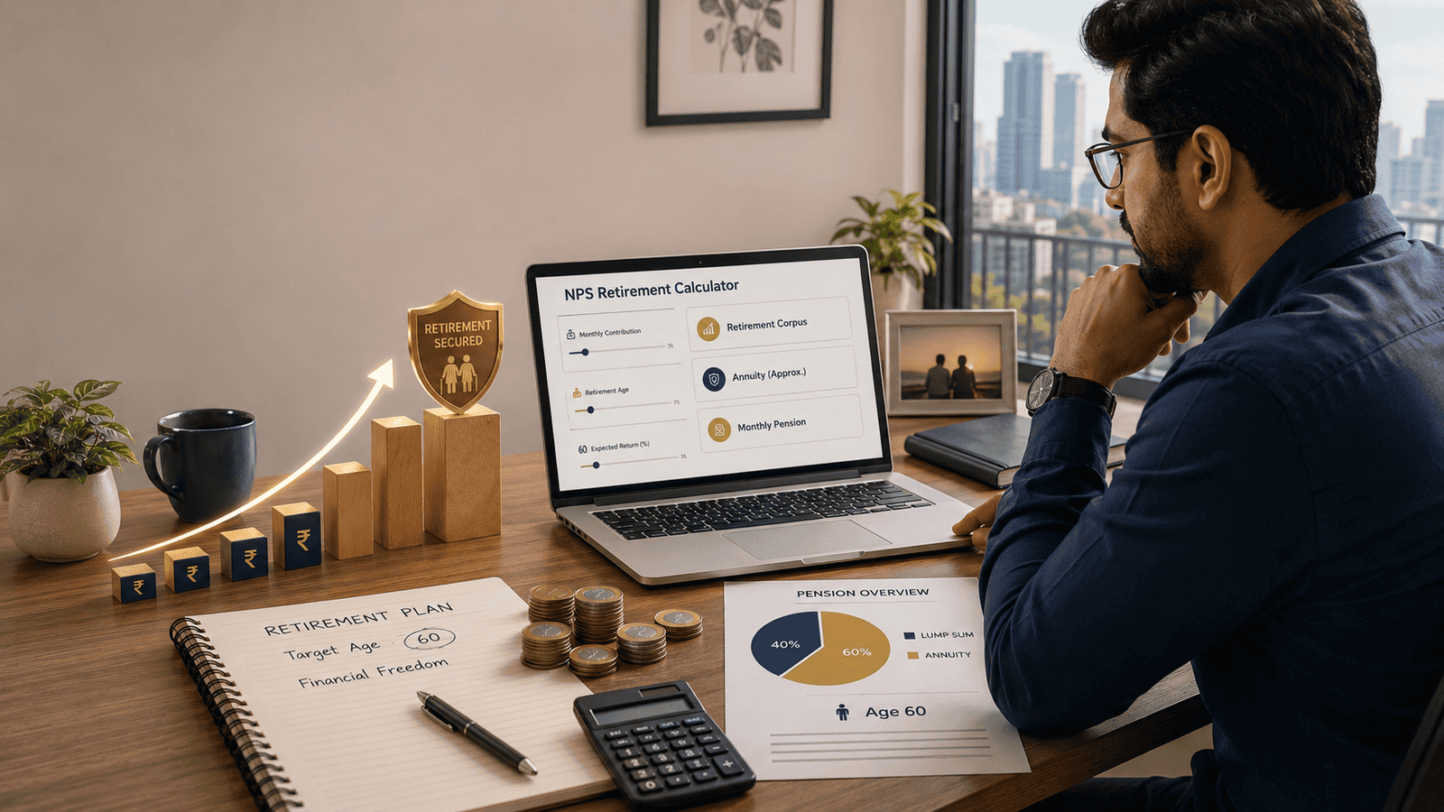 NPS Calculator: Retirement Corpus and Monthly Pension Estimate
