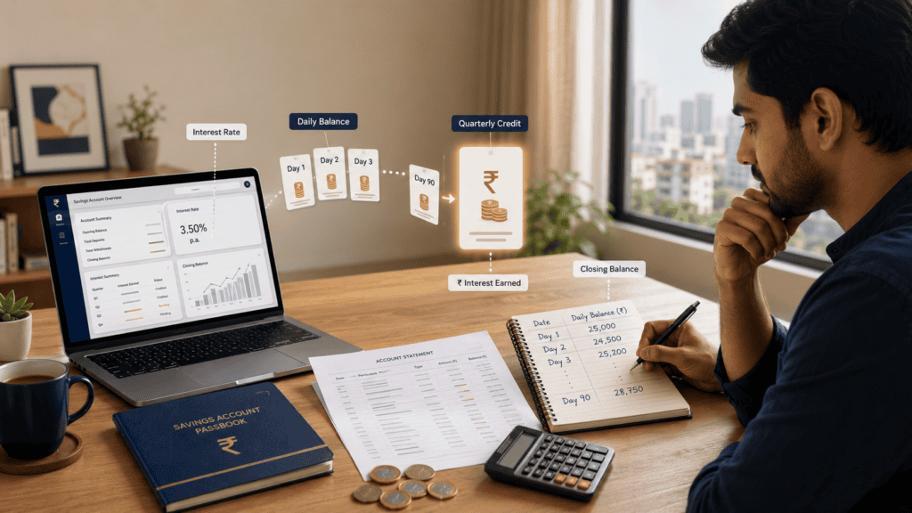 savings account interest calculation daily balance method india