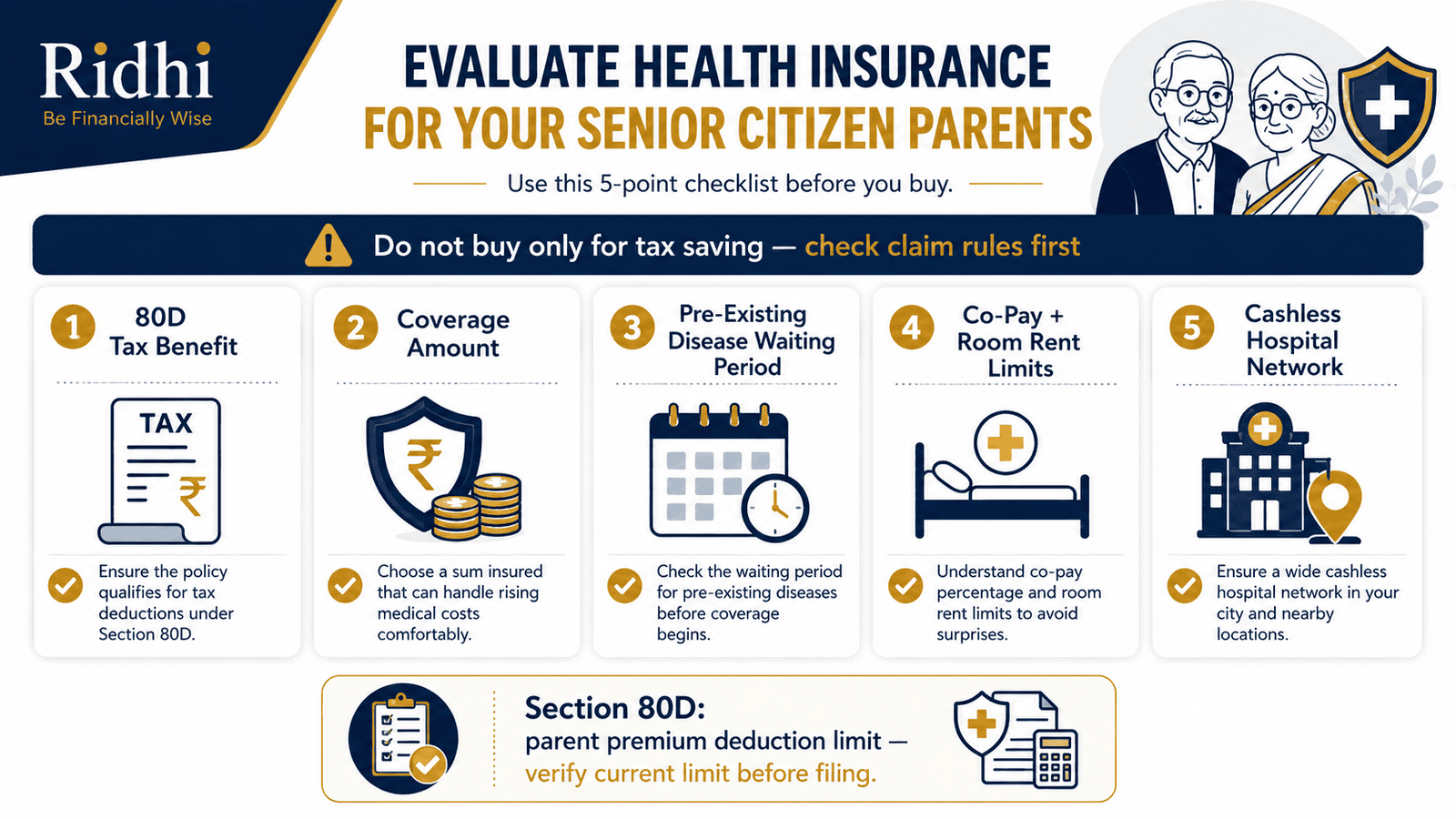 senior citizen parents health insurance checklist 80dwebp