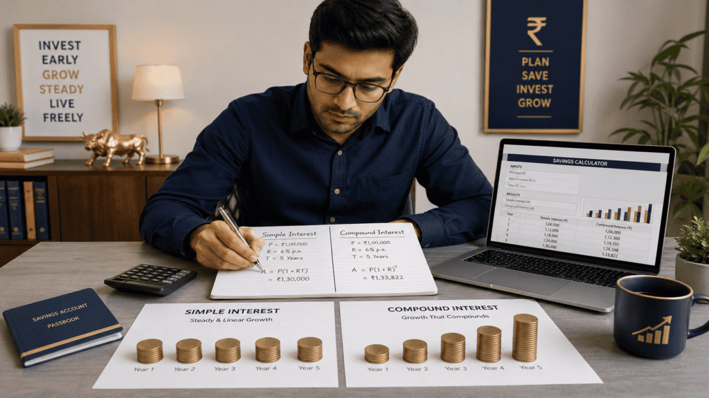 simple interest vs compound interest examples india