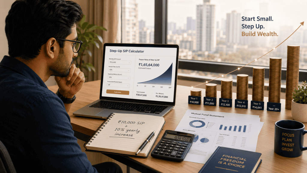 step up sip calculator yearly investment growth