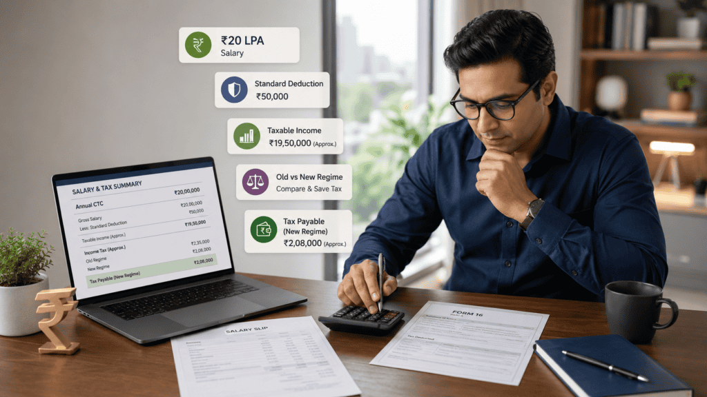 tax on 20 lpa salary calculation india featured image