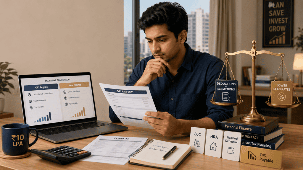 tax saving 10 lpa salary old vs new regime comparison