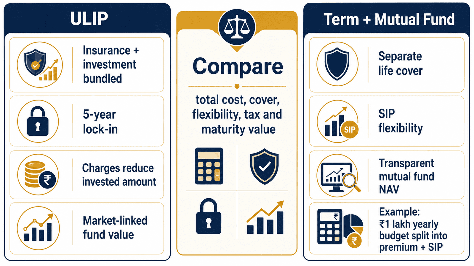 ulip vs term mutual fund infographic