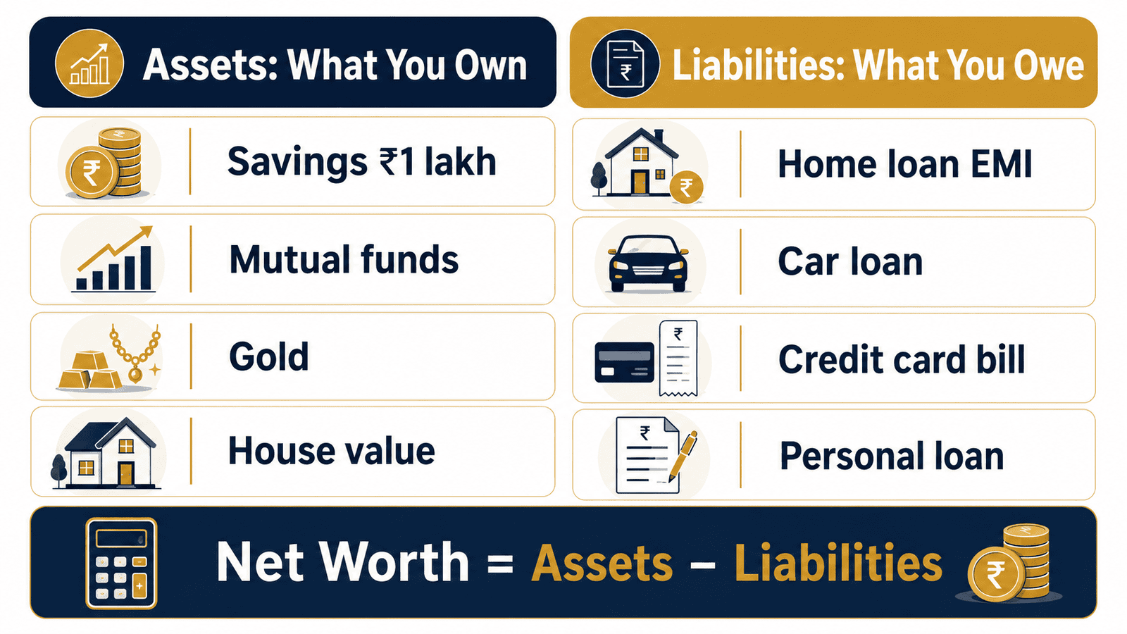 assets vs liabilities indian net worth infographic