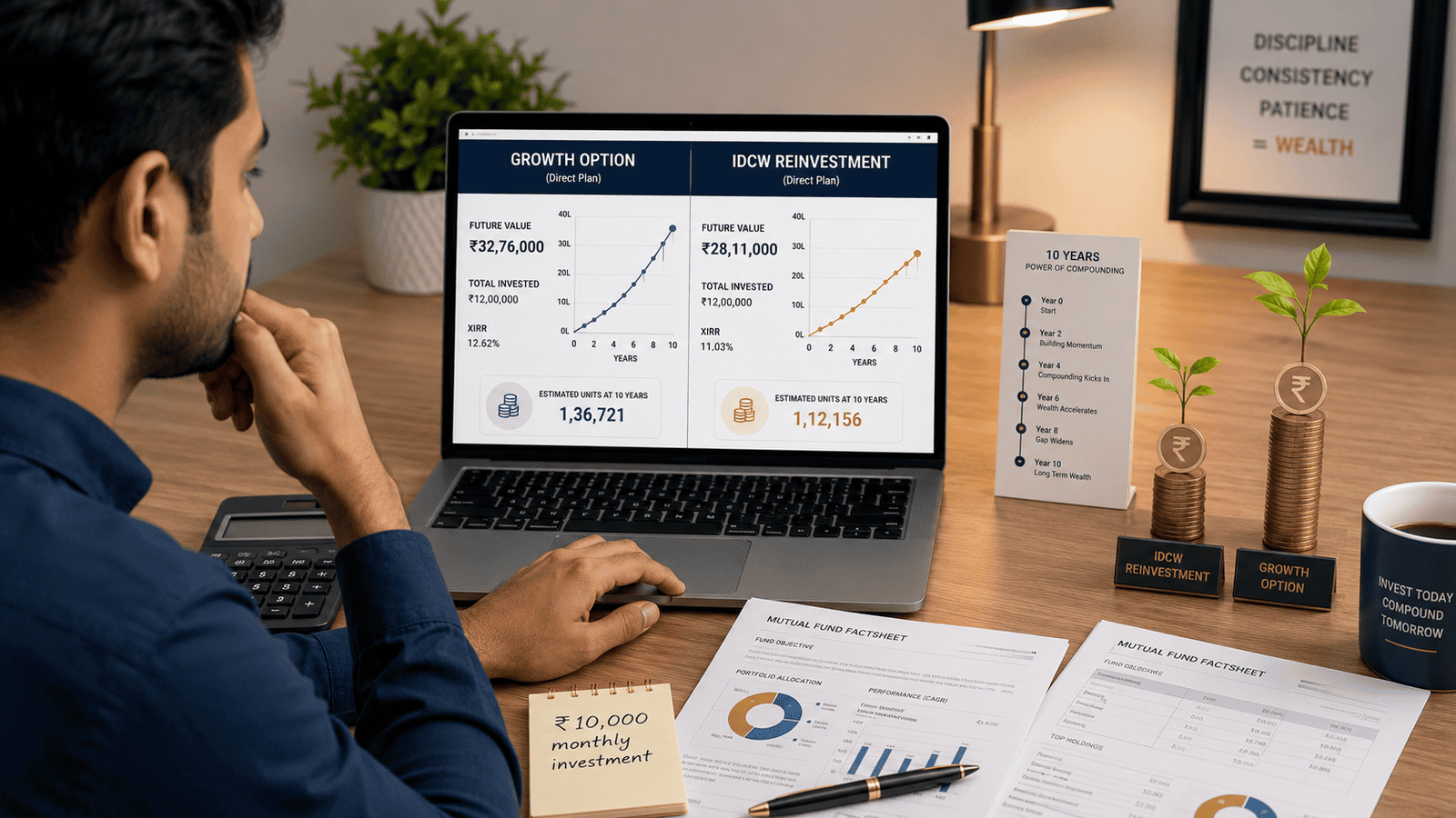 Dividend Reinvestment vs Growth Option: 10-Year Comparison