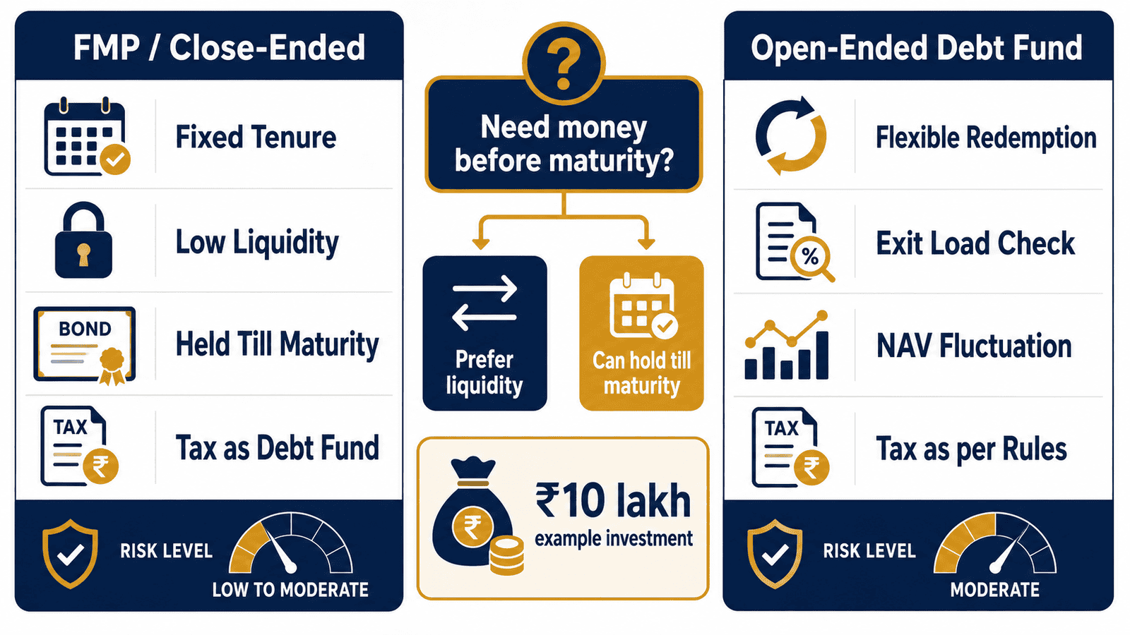 fmp vs debt mutual funds comparison infographic