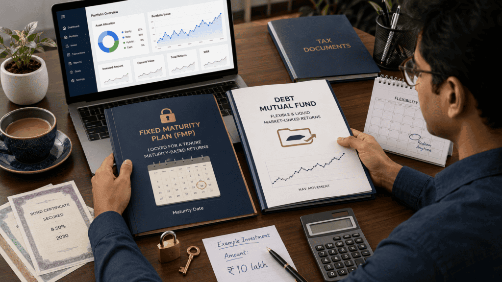 fmp vs debt mutual funds lock in tax risk comparison