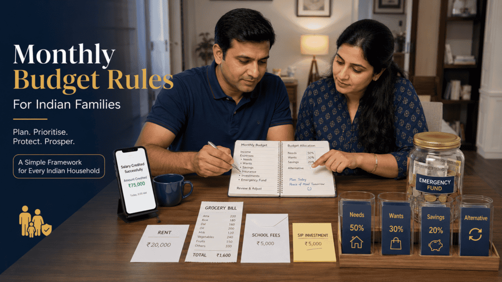 monthly budget rule indian families 50 30 20webp