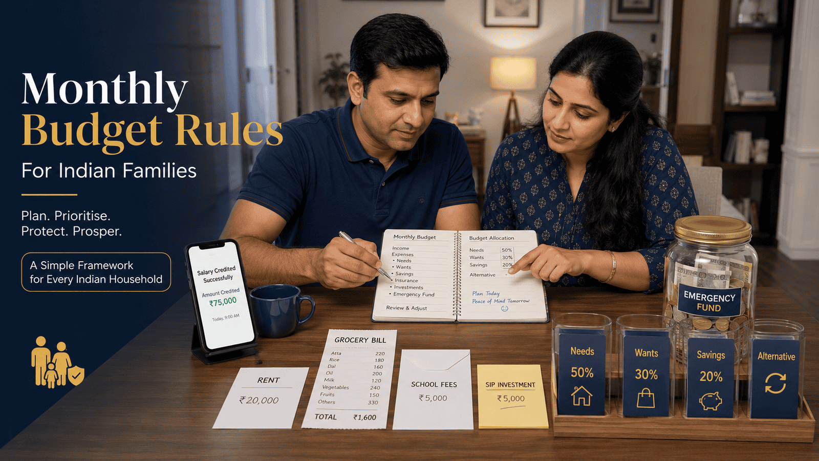 Monthly Budget Rule for Indian Families: 50/30/20 and Better Alternatives