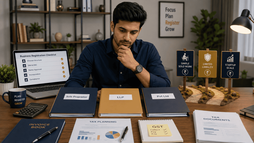 sole proprietorship vs llp vs pvt ltd freelancer registration india