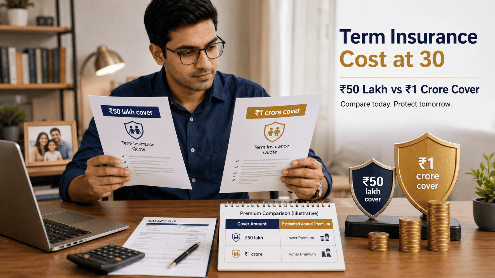 Term Insurance Cost for a 30-Year-Old Salaried Person: ₹50 Lakh vs ₹1 Crore Cover